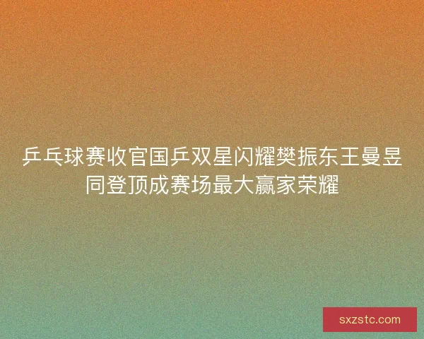 乒乓球赛收官国乒双星闪耀樊振东王曼昱同登顶成赛场最大赢家荣耀